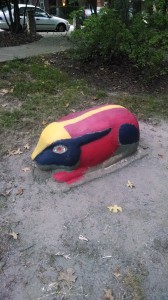 The newly painted Springdale Park rabbit