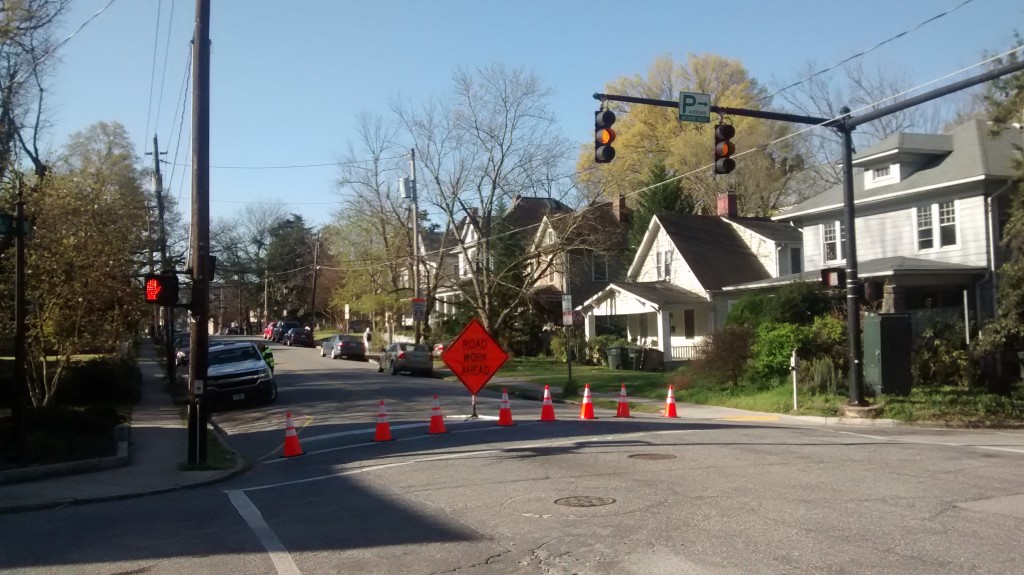 Traffic cones close off Tate at Carr