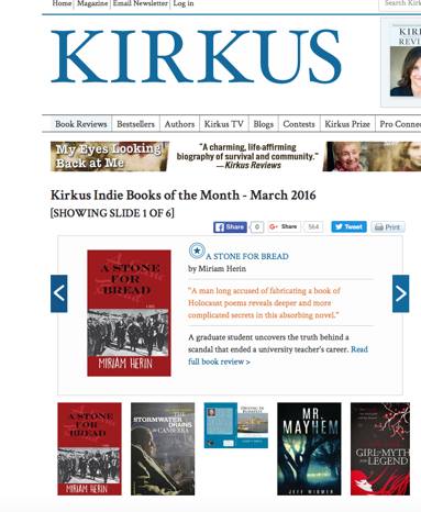 screenshot of Kirkus Reviews "Indie Books of the Month" list for March 2016