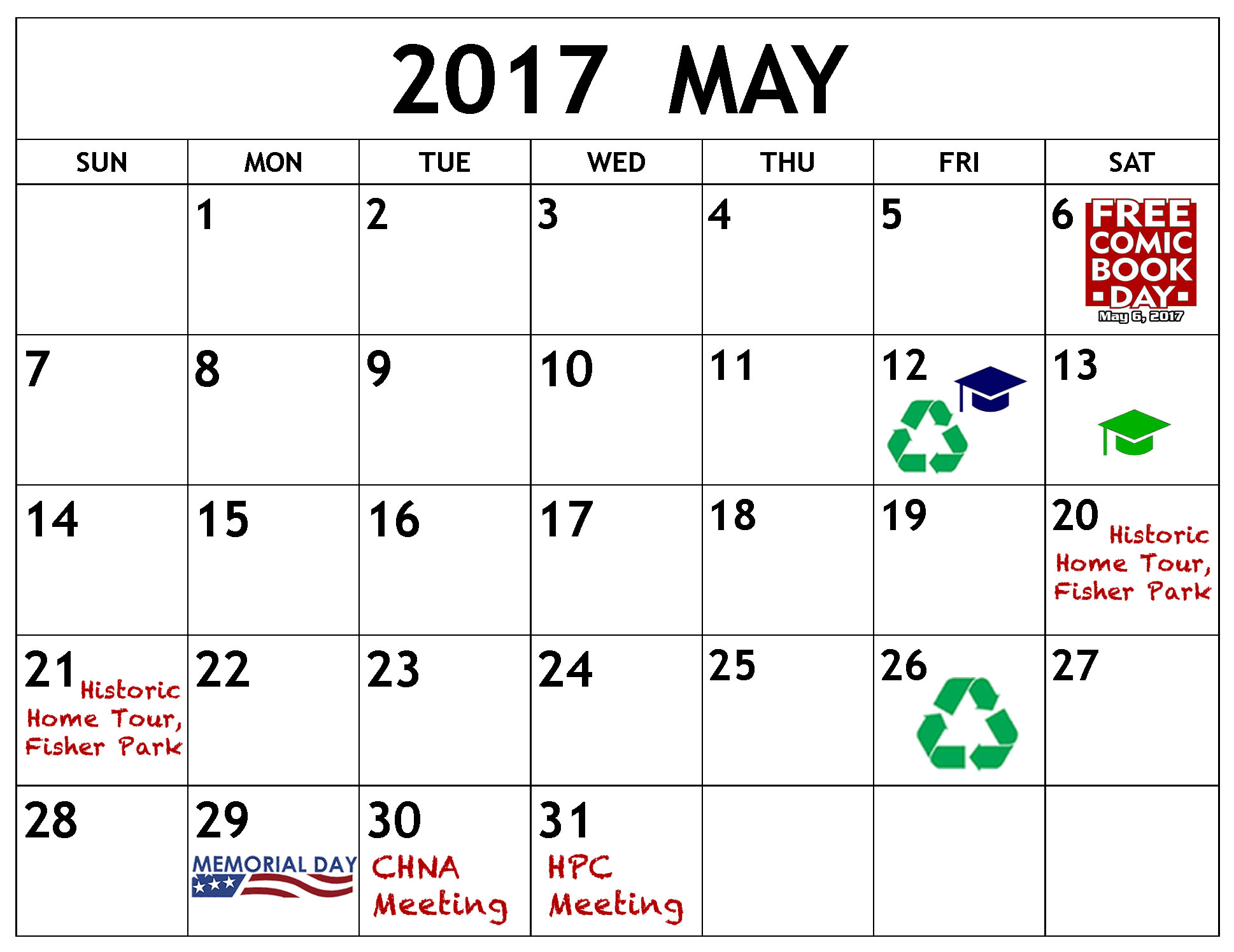 May Calendar Of Events College Hill Neighborhood Association