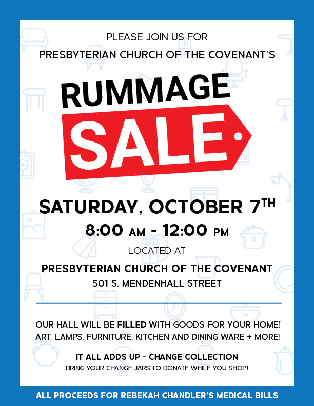 PCOC Rummage Sale: Saturday, October 7, 8 a.m.;p to noon