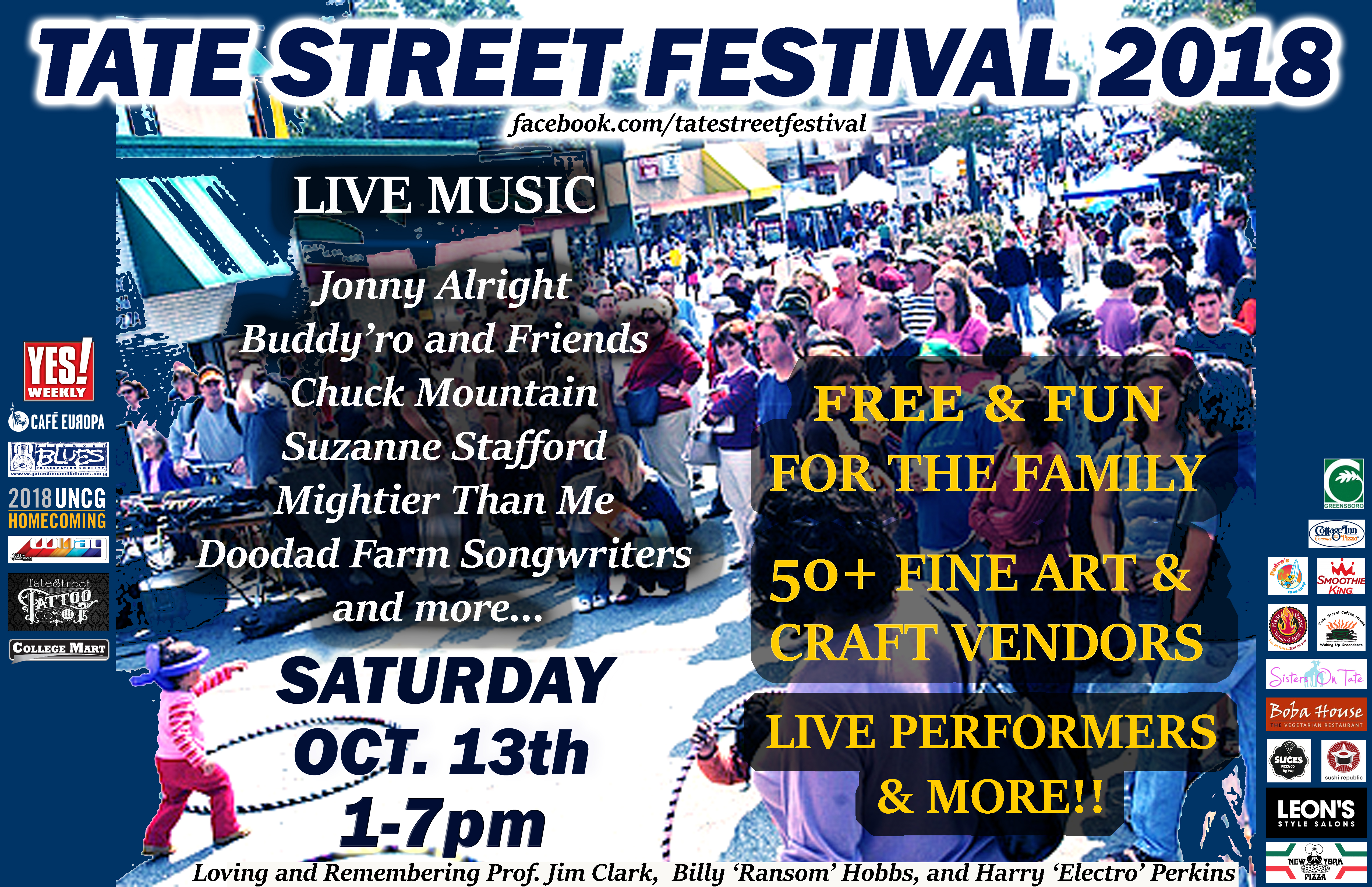 Poster for the Tate Street Festival, Saturday October 13, 2018