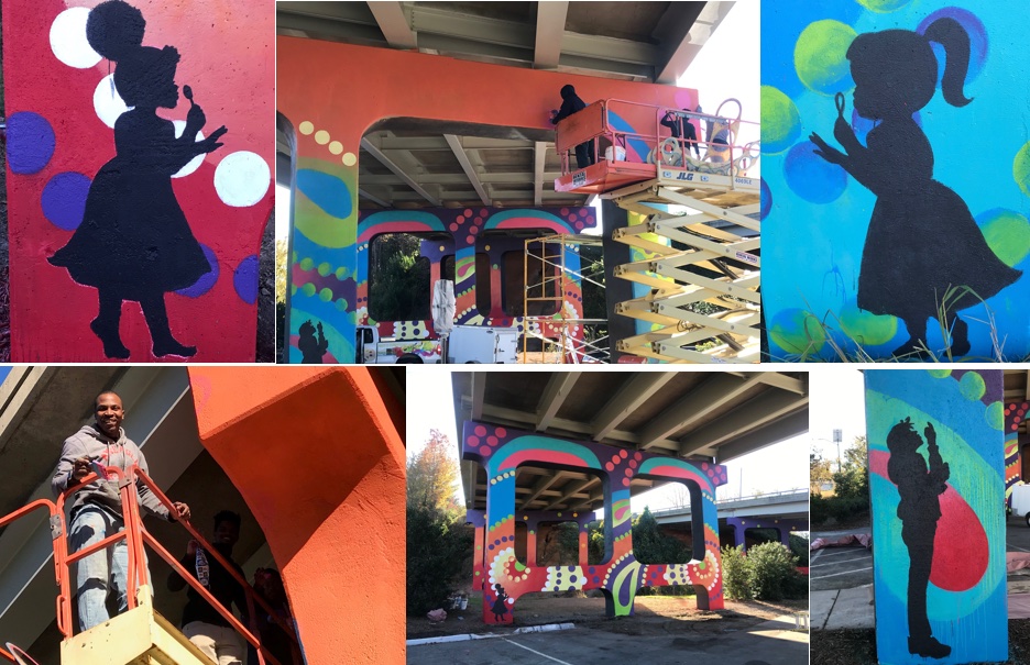 colorful artwork painted on underpass on Spring Garden Street