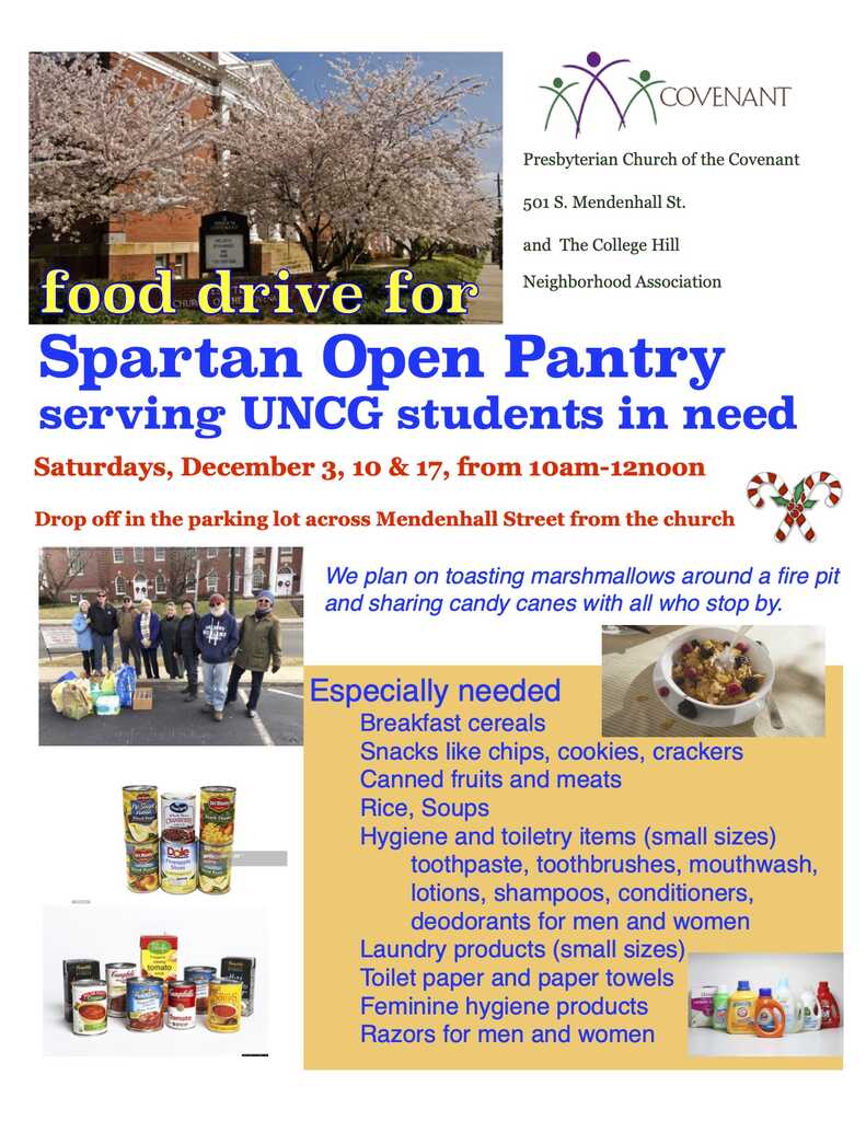 flyer for PCOC food drive for Spartan Open Pantry